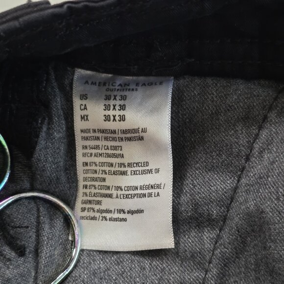 American Eagle Cargo Pants Mens 30x30/27 Black Flex Lived-In Utility Tech Casual - Picture 12 of 16